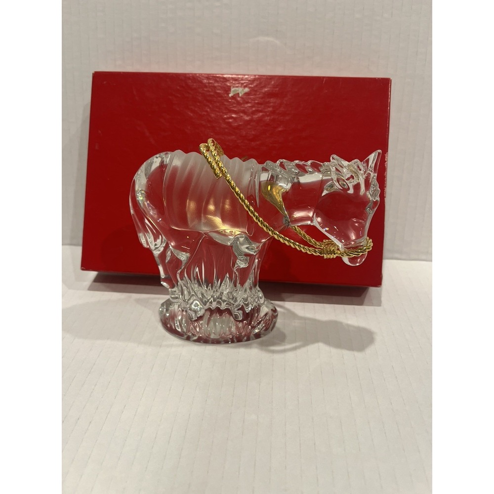 Vintage Gorham Crystal Nativity Donkey w 24K played gold Reins  Christmas decor